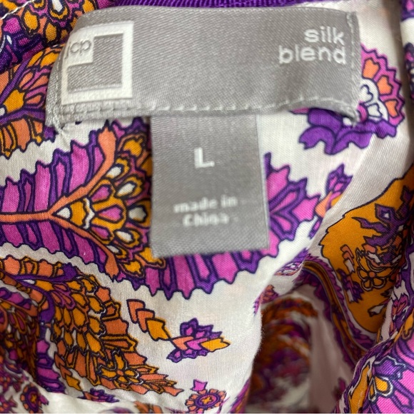 JC Penney’s Blouse Women Large Button Down Silk Blend Multi Colored - Picture 5 of 9